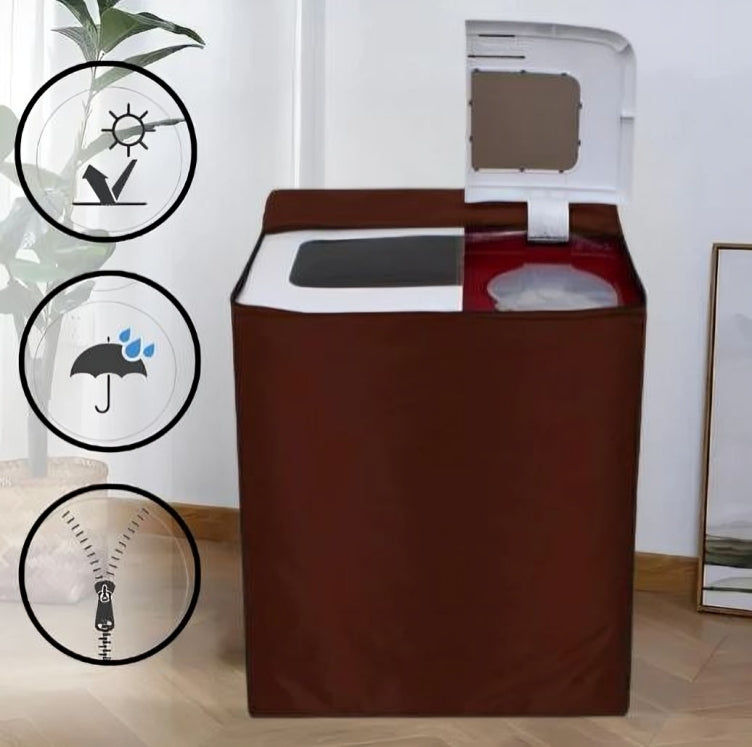 TWIN TUB WATERPROOF WASHING MACHINE COVER - ( BROWN COLOR )