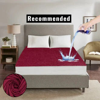 Terry Cotton Waterproof Mattress Protector King Size 72x78 (Maroon)